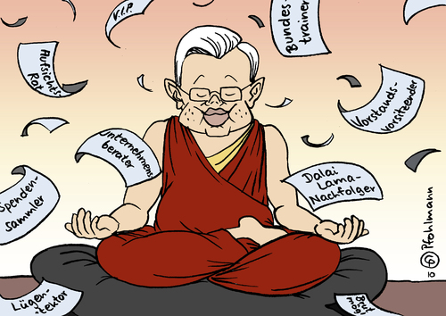 Cartoon: Koch wartet ab (medium) by Pfohlmann tagged koch,cdu,hessen,roland,ministerpräsident,rücktritt,rückzug,abschied,buddha,buddhismus,dalai,lama,meditation,job,arbeit,roland koch,cdu,hessen,ministerpräsident,rücktritt,rückzug,abschied,buddha,buddhismus,dalai lama,roland,koch,dalai,lama