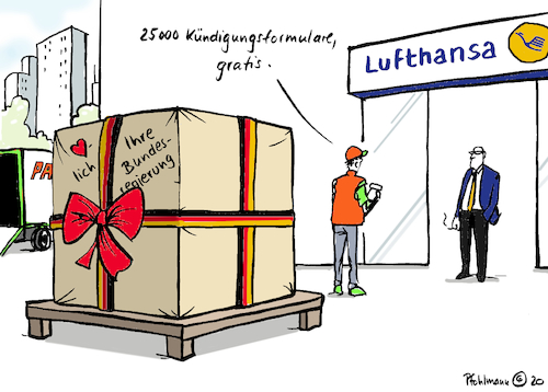 Cartoon: Kündigungspapier (medium) by Pfohlmann tagged 2020,coronakrise,corona,lufthansa,hilfe,bund,regierung,kündigung,entlassung,personal,hilfspaket,konjunkturpaket,flugverkehr,staatsbeteiligung,2020,coronakrise,corona,lufthansa,hilfe,bund,regierung,kündigung,entlassung,personal,hilfspaket,konjunkturpaket,flugverkehr,staatsbeteiligung