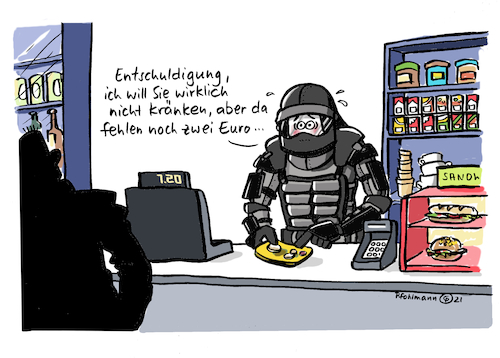 Cartoon: Kundenkränkung (medium) by Pfohlmann tagged pandemie,corona,maske,maskenpflicht,mord,narzissmus,kränkung,tankstelle,student,einzelhandel,verkäufer,personal,psyche,coronamaßnahmen,selbstjustiz,verbrechen,kassierer,kasse,bezahlen,einkauf,käufer,einkaufen,regeln,pandemie,corona,maske,maskenpflicht,mord,narzissmus,kränkung,tankstelle,student,einzelhandel,verkäufer,personal,psyche,coronamaßnahmen,selbstjustiz,verbrechen,kassierer,kasse,bezahlen,einkauf,käufer,einkaufen,regeln