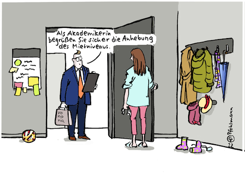 Cartoon: Mietniveau (medium) by Pfohlmann tagged miete,lebenshaltungskosten,inflation,vonovia,wohnen,wohnung,mieter,mieterhöhung,preise,preissteigerung,familie,akademiker,studium,niveau,bildung,wohnungskonzern,miete,lebenshaltungskosten,inflation,vonovia,wohnen,wohnung,mieter,mieterhöhung,preise,preissteigerung,familie,akademiker,studium,niveau,bildung,wohnungskonzern