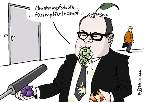 Cartoon: Obst Schmidt (medium) by Pfohlmann tagged karikatur,cartoon,color,farbe,2014,deutschland,schmidt,landwirtschaftsminister,aufruf,essen,ukraine,russland,konflikt,einfuhrstopp,obst,import,export,frieden,krieg,putin,eu,sanktionen,stilleben,stillleben,verzehr,vaterland,karikatur,cartoon,color,farbe,2014,deutschland,schmidt,landwirtschaftsminister,aufruf,essen,ukraine,russland,konflikt,einfuhrstopp,obst,import,export,frieden,krieg,putin,eu,sanktionen,stilleben,stillleben,verzehr,vaterland