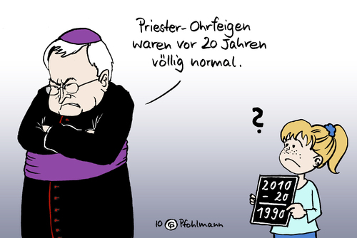 Cartoon: Ohrfeigen (medium) by Pfohlmann tagged mixa,bischof,katholisch,kirche,missbrauch,misshandlung,ohrfeige,watschn,normal,bischof,katholisch,missbrauch,misshandlung,ohrfeige,religion,kinder