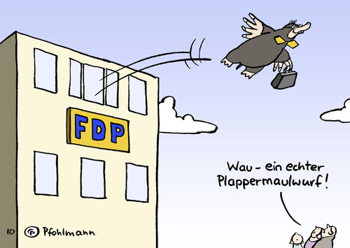 Cartoon: Plappermaulwurf (medium) by Pfohlmann tagged büroleiter,entlassung,rauswurf,informant,plappermaul,maulwurf,metzner,wikileaks,fdp,fdp,wikileaks,metzner,maulwurf,plappermaul,informant,rauswurf,entlassung,büroleiter,usa