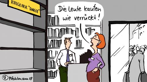 Cartoon: Prima Konsumklima (medium) by Pfohlmann tagged konsum,konsumklimaindex,kaufverhalten,angst,ratgeber,literatur,buch,bücher,büchergeschäft,buchhandel,boom,konsumklimaindex,konsumgesellschaft,konsum,konsument,index,konjunktur,verbraucher,wirtschaft,krise,kaufverhalten,wirtschaftskrise,finanzkrise,handel,erkauf,kaufen,geld,schulden,pleite,angst,ratgeber,literatur,bücher,buch,büchergeschäft,buchhandel,verhalten,boom