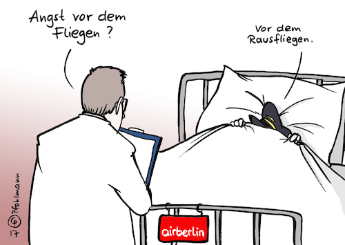 Cartoon: Rausflugangst (medium) by Pfohlmann tagged karikatur,cartoon,color,farbe,2017,deutschland,berlin,airberlin,fluggesellschaft,krankmeldungen,piloten,krankenstand,krank,flugangst,fliegen,rausfliegen,entlassung,übernahme,krankenbett,krankenhaus,arzt,pilot,streik,flugausfälle,karikatur,cartoon,color,farbe,2017,deutschland,berlin,airberlin,fluggesellschaft,krankmeldungen,piloten,krankenstand,krank,flugangst,fliegen,rausfliegen,entlassung,übernahme,krankenbett,krankenhaus,arzt,pilot,streik,flugausfälle