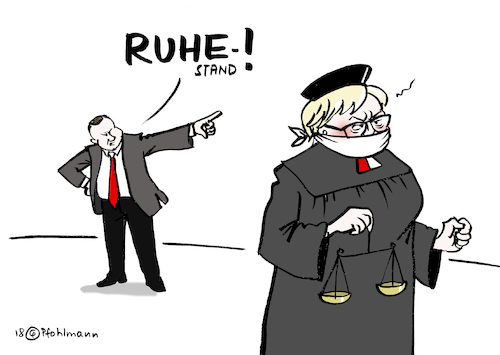 Cartoon: Ruhejustiz (medium) by Pfohlmann tagged karikatur,cartoon,color,farbe,2018,polen,justiz,eu,vertragsverletzung,verfahren,gewaltenteilung,ruhestand,richterin,oberstes,gericht,maulkorb,demokratie,duda,ruhe,karikatur,cartoon,color,farbe,2018,polen,justiz,eu,vertragsverletzung,verfahren,gewaltenteilung,ruhestand,richterin,oberstes,gericht,maulkorb,demokratie,duda,ruhe