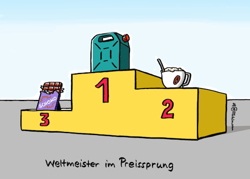Cartoon: Sieger Preissprung (medium) by Pfohlmann tagged inflation,spritpreis,benzinpreis,tanken,preissteigerung,verbraucher,kaffee,schokolade,weltmarkt,iran,nahost,krieg,erdöl,hormus,ölkonzerne,leichtathletik,sport,wettbewerb,siegerehrung,siegertreppchen,inflation,spritpreis,benzinpreis,tanken,preissteigerung,verbraucher,kaffee,schokolade,weltmarkt,iran,nahost,krieg,erdöl,hormus,ölkonzerne,leichtathletik,sport,wettbewerb,siegerehrung,siegertreppchen