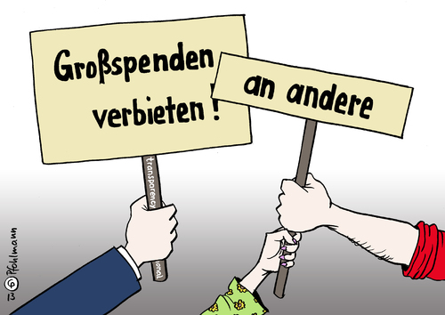 Cartoon: Spendenverbot (medium) by Pfohlmann tagged karikatur,cartoon,color,farbe,2013,deutschland,bmw,quandt,parteispenden,spenden,cdu,union,transparency,international,korruption,bestechung,lobby,einflussnahme,parteien,großspenden,parteienfinanzierung,karikatur,cartoon,color,farbe,2013,deutschland,bmw,quandt,parteispenden,spenden,cdu,union,transparency,international,korruption,bestechung,lobby,einflussnahme,parteien,großspenden,parteienfinanzierung