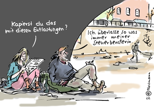 Cartoon: Steuerberater Entlastung (medium) by Pfohlmann tagged ampel,lindner,finanzminister,inflation,wirtschaft,armut,steuern,steuerentlastung,obdachlos,arm,reich,steuerberater,steuerberaterin,brücke,geld,finanzen,sozial,sozialpolitik,ampel,lindner,finanzminister,inflation,wirtschaft,armut,steuern,steuerentlastung,obdachlos,arm,reich,steuerberater,steuerberaterin,brücke,geld,finanzen,sozial,sozialpolitik