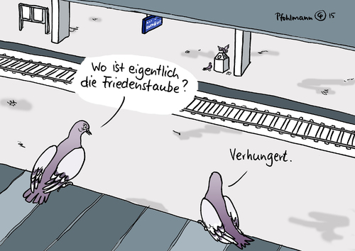 Cartoon: Streik-Tauben (medium) by Pfohlmann tagged karikatur,cartoon,2015,color,farbe,deutschland,streik,streiks,gdl,lokführer,gewerkschaft,bahnverkehr,bahnhof,tauben,friedenstaube,schlichtung,auseinandersetzung,streit,weselsky,hunger,verhungern,rekordstreik,karikatur,cartoon,2015,color,farbe,deutschland,streik,streiks,gdl,lokführer,gewerkschaft,bahnverkehr,bahnhof,tauben,friedenstaube,schlichtung,auseinandersetzung,streit,weselsky,hunger,verhungern,rekordstreik