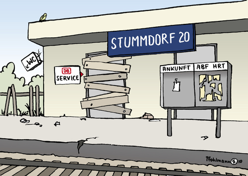 Cartoon: Stummdorf 20 (medium) by Pfohlmann tagged stuttgart,21,bahnhof,hauptbahnhof,db,bahn,kopfbahnhof,baden,württemberg,baustop,baustelle,baustopp,stuttgart 21,schlichter,geißler,kompromiss,kopfbahnhof,bahnhof,durchgangsbahnhof,stuttgart,21