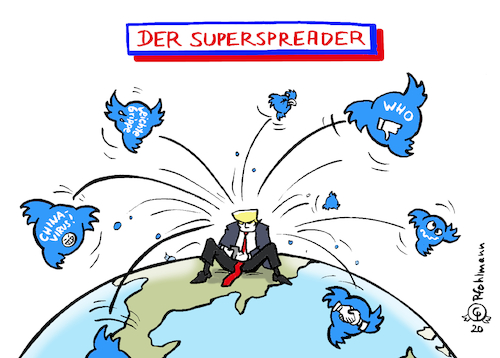 Cartoon: Superspreader (medium) by Pfohlmann tagged 2020,global,welt,trump,usa,corona,coronavirus,pandemie,ansteckung,superspreader,twitter,fake,news,virus,2020,global,welt,trump,usa,corona,coronavirus,pandemie,ansteckung,superspreader,twitter,fake,news,virus