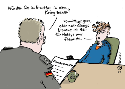 Cartoon: Teilzeitkrieg (medium) by Pfohlmann tagged krieg,bundeswehr,verteidigung,wehrpflicht,kriegsdienst,teilzeit,worklifebalance,freizeit,arbeit,arbeitszeit,freunde,hobby,krieg,bundeswehr,verteidigung,wehrpflicht,kriegsdienst,teilzeit,worklifebalance,freizeit,arbeit,arbeitszeit,freunde,hobby