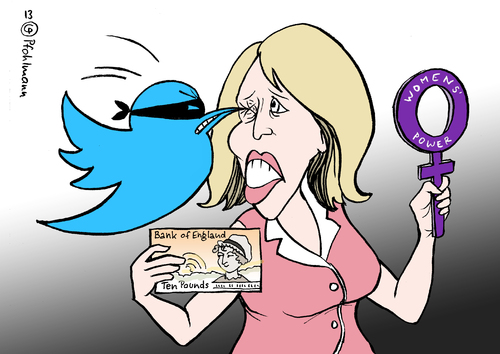 Cartoon: twittern gegen Frauen (medium) by Pfohlmann tagged karikatur,cartoon,color,farbe,2013,großbritannien,england,frauen,emanzipation,gleichberechtigung,geldschein,banknote,jane,austen,criado,perez,journalistin,twitter,internet,shitstorm,mobbing,cyber,drohungen,bedrohung,beleidigungen,karikatur,cartoon,color,farbe,2013,großbritannien,england,frauen,emanzipation,gleichberechtigung,geldschein,banknote,jane,austen,criado,perez,journalistin,twitter,internet,shitstorm,mobbing,cyber,drohungen,bedrohung,beleidigungen