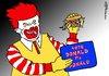 Cartoon: Donald McDonald (small) by Pfohlmann tagged karikatur,cartoon,2016,color,farbe,usa,trump,clown,mc,donald,ronald,angst,sexismus,sexistisch,frauenfeindlich,burger,kandidat,republikaner,präsidentschaftswahl,wahlkampf