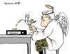 Cartoon: Friedensengel Rot-Grün (small) by Pfohlmann tagged frank walter steinmeier joschka fischer außenminister bnd untersuchungssausschuss frieden friedenstaube engel irak krieg