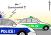 Cartoon: Grüne Polizei (small) by Pfohlmann tagged karikatur,cartoon,2016,color,farbe,deutschland,polizei,aufstockung,grüne,streifenfahrzeug,polizisten,anzahl,überholverbot,überholen,regierung,opposition,innere,sicherheit