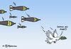 Cartoon: Hier lang! (small) by Pfohlmann tagged karikatur,color,farbe,2011,libyen,nato,deutschland,friedenstaube,taube,bombe,bomben,krieg,beteiligung,bündnis,verteidigungsbündnis,ziele