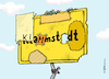 Cartoon: Klammstadt (small) by Pfohlmann tagged ortsschild,klammstadt,kommunen,kommunalpolitik,städte,dörfer,finanzen,haushalt,schulden,pleite