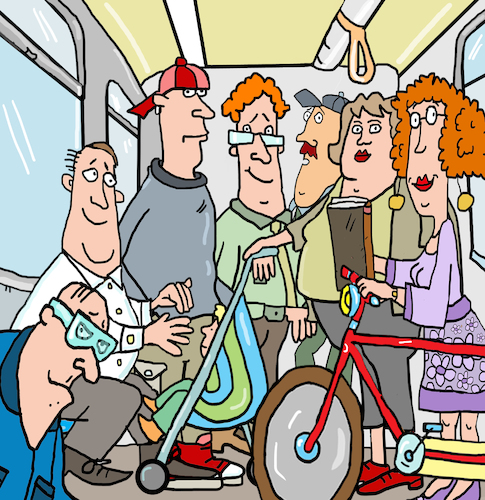 Cartoon: Bahn Abteil Verspätung s-Bahn (medium) by sabine voigt tagged bahn,abteil,verspätung,verkehr,schiene,eisenbahn,tarif,streik,lohn,ausfall,pendler