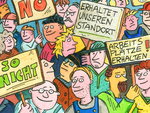 Cartoon: demonstation (medium) by sabine voigt tagged demonstation,abstimmung,gewerkschaft,protest,solidarität