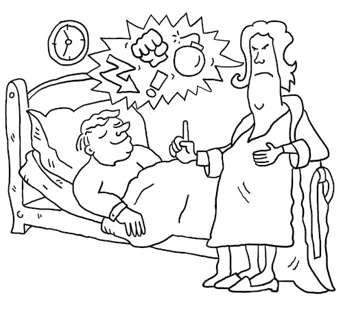 Cartoon: Ehe Ausschlafen (medium) by sabine voigt tagged ehe,beziehung,streit,ausschlafen,konflikt,laune,ärger,wut,freude,emotionen,paar,scheidung