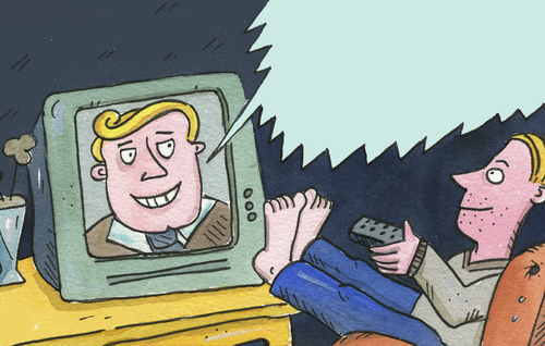 Cartoon: fernsehen TV (medium) by sabine voigt tagged fernsehen,tv,programm,unterhaltung,nachrichten,sprecher,information,sendung