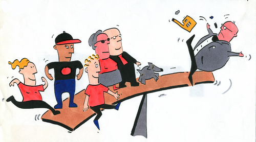 Cartoon: gewerkschaft boss (medium) by sabine voigt tagged gewerkschaft,boss,tarifvertrag,arbeitnehmer,betriebsrat,chef,gehalt