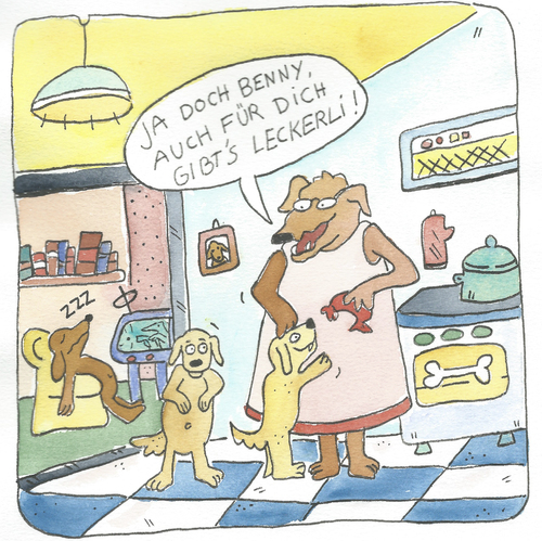 Cartoon: hund Oma (medium) by sabine voigt tagged hund,oma,hunde,haustier,familie,kinder,enkel