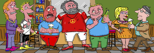 Cartoon: public viewing fussball (medium) by sabine voigt tagged public,viewing,fussball