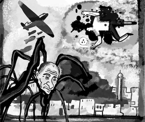 Cartoon: Putin Krieg (medium) by sabine voigt tagged russland,putin,ukraine,krieg,panzer,zerstörung,invasion,drohnen,flüchtlinge,tod,russland,putin,ukraine,krieg,panzer,zerstörung,invasion,drohnen,flüchtlinge,tod
