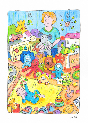 Spielzeug (medium) Cartoon: Spielzeug (medium) by sabine voigt tagged spielzeug,geschenke,konsum,kinderzimmer,erziehung,eltern,baby,erstausstattung,mutter,socken,spiel,kreativität,überdosis,überreizung,massenware,verzicht,kind,spielzeug,geschenke,konsum,kinderzimmer,erziehung,eltern,baby,erstausstattung,mutter,socken,spiel,kreativität,überdosis,überreizung,massenware,verzicht,kind