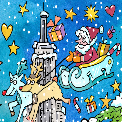 Cartoon: Weihnachtsmann Schlitten (medium) by sabine voigt tagged schlitten,weihnachtsmann,jesus,krippe,weihnachten,heilige,drei,könige,christentum,religion,kirche,fest,geschenke