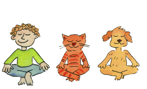 Cartoon: yoga kind hund zen (medium) by sabine voigt tagged yoga,kind,hund,zen,meditation,entspannung,wellness,gesundheit
