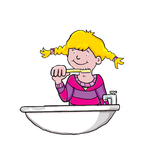Cartoon: Zähne putzen (medium) by sabine voigt tagged zähne,putzen,waschen,zahnkreme,zahnbürste,zahnarzt