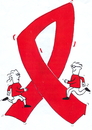Cartoon: aids red ribbon (small) by sabine voigt tagged aids,red,ribbon,hiv,krankheit,medizin,medikament,krankenversicherung