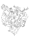 Cartoon: Stressspirale stress (small) by sabine voigt tagged stressspirale,stress,arbeit,multitasking,burnout,büro,computer,tarif,gewerkschaft,überforderung