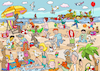 Cartoon: Wimmelbild Strand (small) by sabine voigt tagged wimmelbild,strand,meer,sommer,sommerferien,sand,sonnenschirm,wasser,schwimmen,sandburg,kinder,tiere,eis