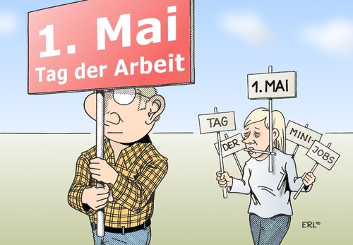Cartoon: 1. Mai (medium) by Erl tagged erster,mai,tag,der,arbeit,minijobs,überlastung,erster mai,arbeit,überlastung,erster,mai