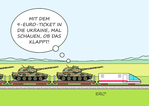 Cartoon: 9-Euro-Ticket (medium) by Erl tagged politik,krieg,wladimir,putin,russland,ukraine,folge,verteuerung,energie,reaktion,eu,deutschland,ausstieg,versorgung,russisches,gas,öl,entlastung,paket,bundesregierung,neun,ero,ticket,öffentliche,verkehrsmittel,waffenlieferungen,waffen,eisenbahn,zug,karikatur,erl,politik,krieg,wladimir,putin,russland,ukraine,folge,verteuerung,energie,reaktion,eu,deutschland,ausstieg,versorgung,russisches,gas,öl,entlastung,paket,bundesregierung,neun,ero,ticket,öffentliche,verkehrsmittel,waffenlieferungen,waffen,eisenbahn,zug,karikatur,erl