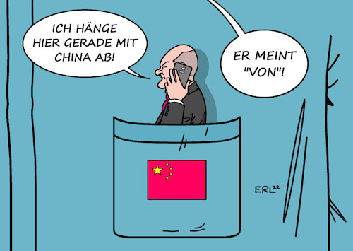 Cartoon: Abhängen (medium) by Erl tagged politik,bundeskanzler,olaf,scholz,besuch,reise,china,diktator,xi,jinping,wirtschaft,markt,handel,abhängigkeit,kritik,menschenrechte,aggression,taiwan,hemd,tasche,zusammen,abhängen,karikatur,erl,politik,bundeskanzler,olaf,scholz,besuch,reise,china,diktator,xi,jinping,wirtschaft,markt,handel,abhängigkeit,kritik,menschenrechte,aggression,taiwan,hemd,tasche,zusammen,abhängen,karikatur,erl