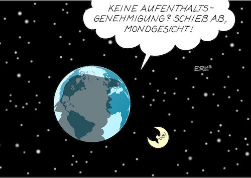 Cartoon: Abschiebung (medium) by Erl tagged erde,welt,jahresbericht,amnesty,international,menschenrechte,abbau,vormarsch,rechtspopulismus,rechtsextremismus,hass,spaltung,ausgrenzung,rassismus,abschottung,abschiebung,flüchtlinge,deutschland,afghanistan,illegale,aufenthaltsgenehmigung,usa,trump,schatten,mond,karikatur,erl,erde,welt,jahresbericht,amnesty,international,menschenrechte,abbau,vormarsch,rechtspopulismus,rechtsextremismus,hass,spaltung,ausgrenzung,rassismus,abschottung,abschiebung,flüchtlinge,deutschland,afghanistan,illegale,aufenthaltsgenehmigung,usa,trump,schatten,mond,karikatur,erl