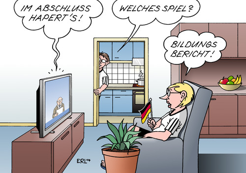 Cartoon: Abschluss (medium) by Erl tagged bildungsministerin,kultusminister,schulabschluss,abschluss,migrationshintergrund,lernen,schule,wissenschaftler,bildungsbericht,bildung,bericht,brasilien,wm,fußball,fußball,wm,brasilien,bericht,bildung,bildungsbericht,wissenschaftler,schule,lernen,migrationshintergrund,abschluss,schulabschluss,kultusminister,bildungdministerin