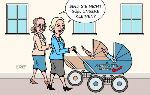 Cartoon: AfD-Nachwuchs (medium) by Erl tagged politik,partei,afd,nachwuchs,organisation,junge,alternative,verfassungsschutz,einstufung,gesichert,rechtsextrem,klage,scheitern,kinderwagen,baby,hitlergruß,weidel,von,storch,karikatur,erl,politik,partei,afd,nachwuchs,organisation,junge,alternative,verfassungsschutz,einstufung,gesichert,rechtsextrem,klage,scheitern,kinderwagen,baby,hitlergruß,weidel,von,storch,karikatur,erl