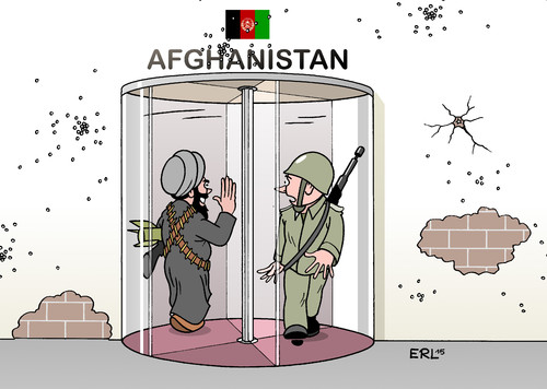 Cartoon: Afghanistan (medium) by Erl tagged afghanistan,taliban,radikal,islamismus,militäreinsatz,westen,usa,deutschland,abzug,drehtür,kommen,gehen,militär,kundus,eroberung,rückeroberung,karikatur,erl,afghanistan,taliban,radikal,islamismus,militäreinsatz,westen,usa,deutschland,abzug,drehtür,kommen,gehen,militär,kundus,eroberung,rückeroberung,karikatur,erl