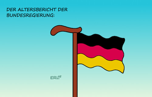 Cartoon: Altersbericht (medium) by Erl tagged politik,gesellschaft,alter,lebenserwartung,anstieg,deutschland,flagge,stock,karikatur,erl,politik,gesellschaft,alter,lebenserwartung,anstieg,deutschland,flagge,stock,karikatur,erl