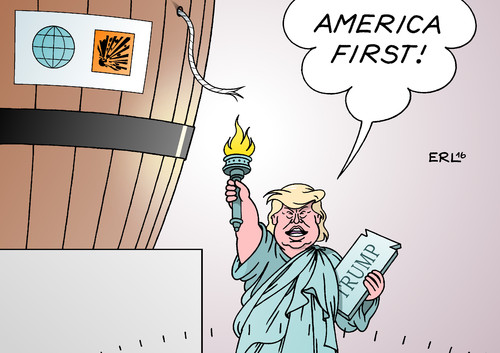 Cartoon: America first (medium) by Erl tagged usa,präsidentschaftswahl,wahl,präsident,republikaner,nominierung,donald,trump,rede,amerika,zuerst,america,first,populismus,rechtspopulismus,nationalismus,weltlage,explosiv,pulverfaß,lunte,feuer,fackel,freiheit,freiheitsstatue,liberty,karikatur,erl,usa,präsidentschaftswahl,wahl,präsident,republikaner,nominierung,donald,trump,rede,amerika,zuerst,america,first,populismus,rechtspopulismus,nationalismus,weltlage,explosiv,pulverfaß,lunte,feuer,fackel,freiheit,freiheitsstatue,liberty,karikatur,erl