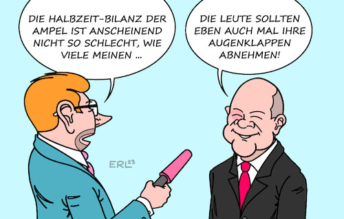 Cartoon: Ampel-Bilanz (medium) by Erl tagged politik,regierung,koalition,ampel,spd,grüne,fdp,halbzeit,bilanz,halbzeitbilanz,umfragen,umfragewerte,schlecht,studie,ergebnisse,wahlversprechen,umsetzung,besser,ruf,bundeskanzler,olaf,scholz,sturz,joggen,augenklappe,heilung,karikatur,erl,politik,regierung,koalition,ampel,spd,grüne,fdp,halbzeit,bilanz,halbzeitbilanz,umfragen,umfragewerte,schlecht,studie,ergebnisse,wahlversprechen,umsetzung,besser,ruf,bundeskanzler,olaf,scholz,sturz,joggen,augenklappe,heilung,karikatur,erl