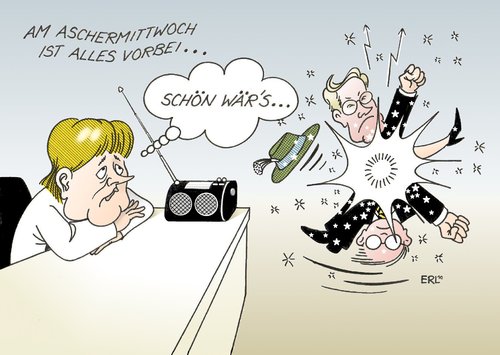 Cartoon: Aschermittwoch (medium) by Erl tagged aschermittwoch,koalition,schwarz,gelb,cdu,csu,fdp,streit,dauerstreit,merkel,westerwelle,aschermittwoch,koalition,schwarz,gelb,cdu,csu,fdp,streit,dauerstreit,guido westerwelle,angela merkel,guido,westerwelle,angela,merkel