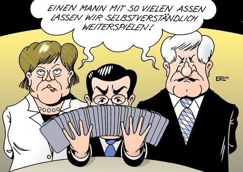 Cartoon: Ass (medium) by Erl tagged guttenberg,doktorarbeit,plagiat,falschspieler,ass,rückhalt,talent,star,union,cdu,csu,merkel,seehofer,guttenberg,doktortitel,plagiat,abschreiben,verteidigungsminister,doktorarbeit